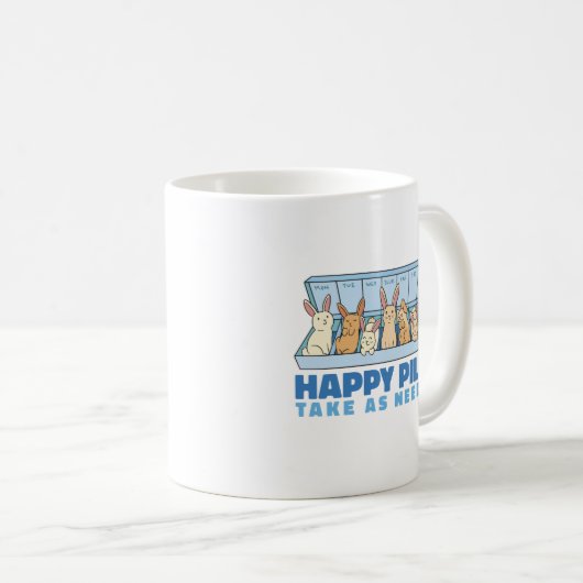 NIEDLICHES BUNNY HAPPY PILLS BOX KAFFEETASSE (VorderseiteRechts)