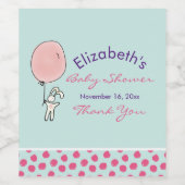 Niedliches Bunny Holding a Balloon Baby Shower Weinetikett (Einzelnes Label)