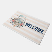 Niedliches Bunny in einem Korb mit Eiern und Hübsc Fußmatte (Schrägansicht)