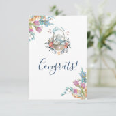 Niedliches Bunny in einem Korb mit Eiern und Hübsc Karte (Stehend Vorderseite)