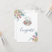 Niedliches Bunny in einem Korb mit Eiern und Hübsc Karte (Vorderseite/Rückseite Beispiel)