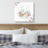 Niedliches Bunny in einem Korb mit Eiern und Hübsc Leinwanddruck (Insitu (Schlafzimmer))