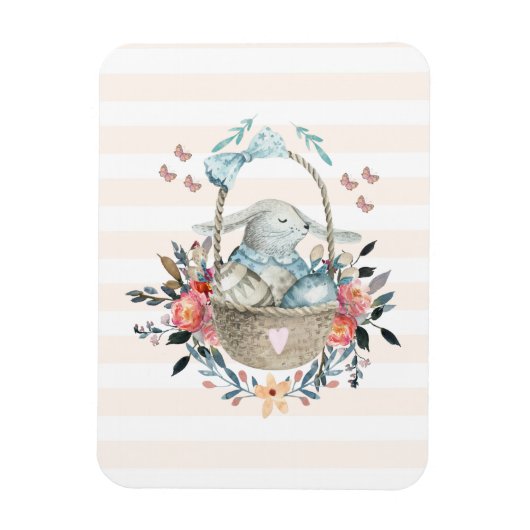 Niedliches Bunny in einem Korb mit Eiern und Hübsc Magnet (Vertikal)