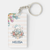 Niedliches Bunny in einem Korb mit Eiern und Hübsc Schlüsselanhänger (Rückseite)