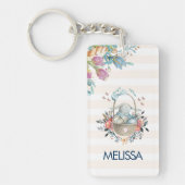 Niedliches Bunny in einem Korb mit Eiern und Hübsc Schlüsselanhänger (Vorderseite)