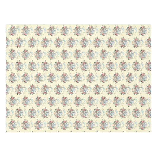 Niedliches Bunny in einem Korb mit Eiern und Hübsc Tischdecke (Vorderseite (Horizontal))