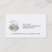 Niedliches Bunny in einem Korb mit Eiern und Hübsc Visitenkarte (Rückseite)