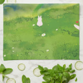 Niedliches Bunny in Mountain View Küchenhandtücher Geschirrtuch (Gefaltet)