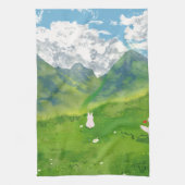 Niedliches Bunny in Mountain View Küchenhandtücher Geschirrtuch (Vertikal)