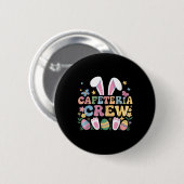 Niedliches Bunny Lunch Lady Cafeteria Crew Frohes Button (Vorne & Hinten)