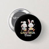 Niedliches Bunny Lunch Lady Cafeteria Crew Frohes Button (Vorne & Hinten)