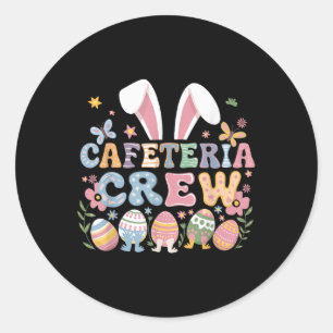 Niedliches Bunny Lunch Lady Cafeteria Crew Frohes Runder Aufkleber