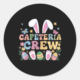 Niedliches Bunny Lunch Lady Cafeteria Crew Frohes Runder Aufkleber