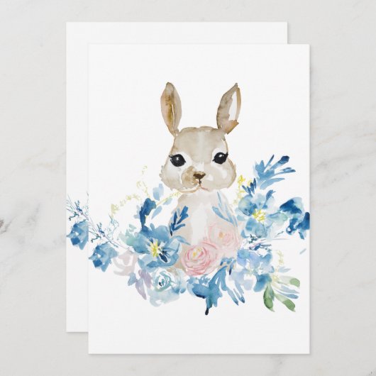 Niedliches Bunny mit Aquarellfarben-Blume (Vorne/Hinten)