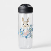Niedliches Bunny mit Aquarellfarben-Blume Trinkflasche (Vorderseite)