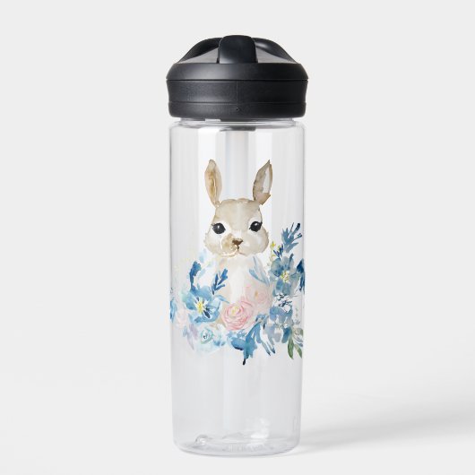 Niedliches Bunny mit Aquarellfarben-Blume Trinkflasche (Vorderseite)