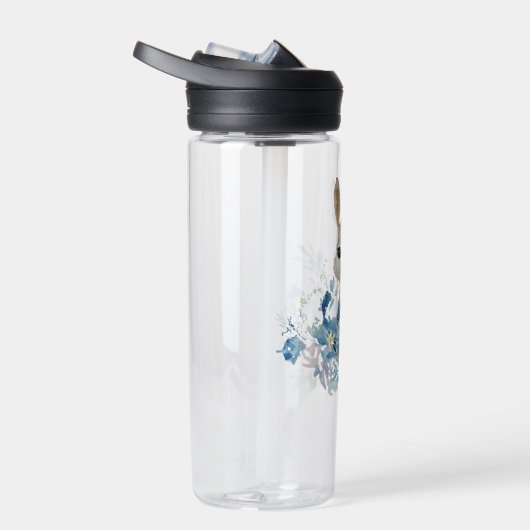 Niedliches Bunny mit Aquarellfarben-Blume Trinkflasche (Rechts)