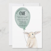 Niedliches Bunny mit Ballon Geburtstag Einladung (Vorderseite)