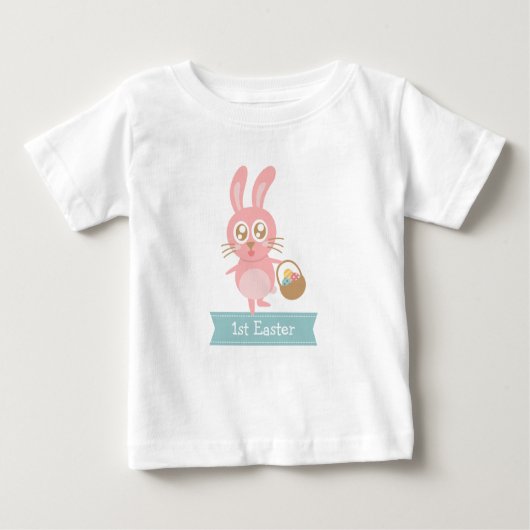 Niedliches Bunny mit Eiern 1. Ostern Baby T-shirt (Vorderseite)