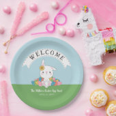 Niedliches Bunny mit Eiern Ostereier Hunt & Brunch Pappteller (Party)