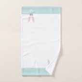 Niedliches Bunny & Monogram auf hellblauer Aquamar Badhandtuch Set (Handtuch)