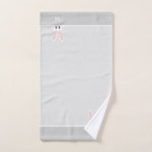 Niedliches Bunny & Monogram auf Light Silver Grau Badhandtuch Set (Handtuch)