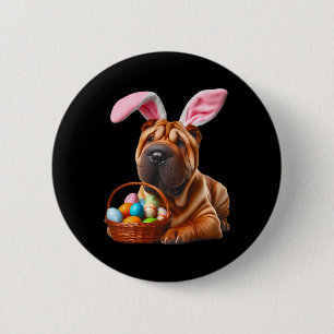 Niedliches Bunny Ohr Chinesischer Shar-pei Dog Ost Button