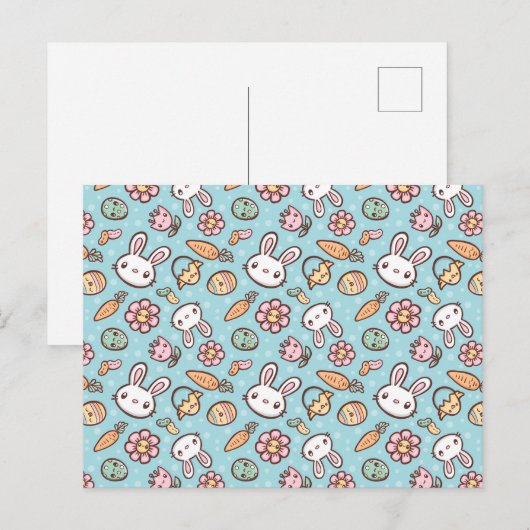 Niedliches Bunny Pattern Postkarte (Vorne/Hinten)