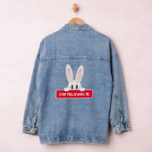 Niedliches Bunny Peeking mit Stopp-Message Jeansjacke (Hangar)