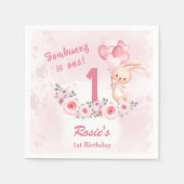 Niedliches Bunny Pink 1. Geburtstagsmädchen Serviette (Vorderseite)