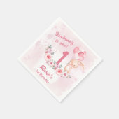 Niedliches Bunny Pink 1. Geburtstagsmädchen Serviette (Ecke)
