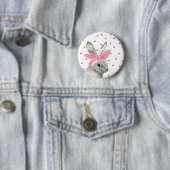 Niedliches Bunny Pink Bow Design Button (Beispiel)