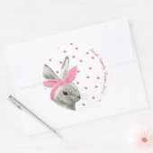 Niedliches Bunny Pink Bow Design Runder Aufkleber (Umschlag)