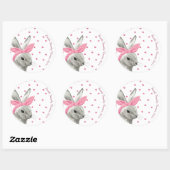 Niedliches Bunny Pink Bow Design Runder Aufkleber (Blatt)