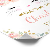 Niedliches Bunny Pink Gold Floral Osterhasen Willk Poster (Ecke)