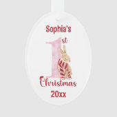 Niedliches Bunny Pink Nummer Eins Ornament (Vorderseite)