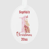 Niedliches Bunny Pink Nummer Eins Ornament (Rückseite)