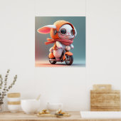 Niedliches Bunny Rabbit auf Scooter Poster (Küche)