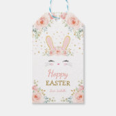 Niedliches Bunny Rabbit Birthday Blush Gold Floral Geschenkanhänger (Vorderseite)