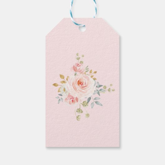 Niedliches Bunny Rabbit Birthday Blush Gold Floral Geschenkanhänger (Rückseite)