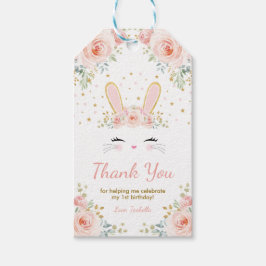Niedliches Bunny Rabbit Birthday Blush Gold Floral Geschenkanhänger