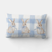 Niedliches Bunny Rabbit Blue Kariert Throw Kissen (Rückseite)