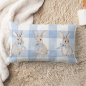Niedliches Bunny Rabbit Blue Kariert Throw Kissen (Decke)