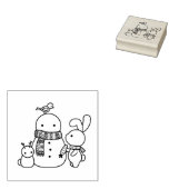 Niedliches Bunny Rabbit Carrot zu einem Schneemann Gummistempel (Stempel)