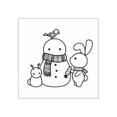 Niedliches Bunny Rabbit Carrot zu einem Schneemann Gummistempel (Prägung)