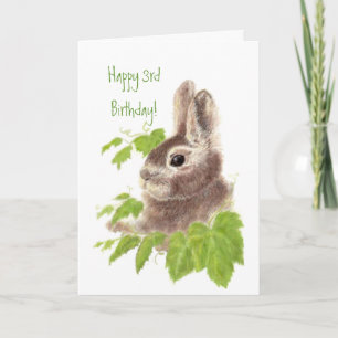 Niedliches Bunny Rabbit Child's 3. Geburtstag Tier Karte