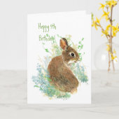 Niedliches Bunny Rabbit Child's 9. Geburtstag Tier Karte (Gelbe Blume)