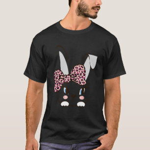 Niedliches Bunny Rabbit Face Pink Leopard Headband T-Shirt