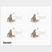Niedliches Bunny Rabbit Floral Mailing/Rücksendead Ovaler Aufkleber (Blatt)