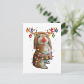 Niedliches Bunny Rabbit Funny Christmas Weihnachts Postkarte (Stehend Vorderseite)
